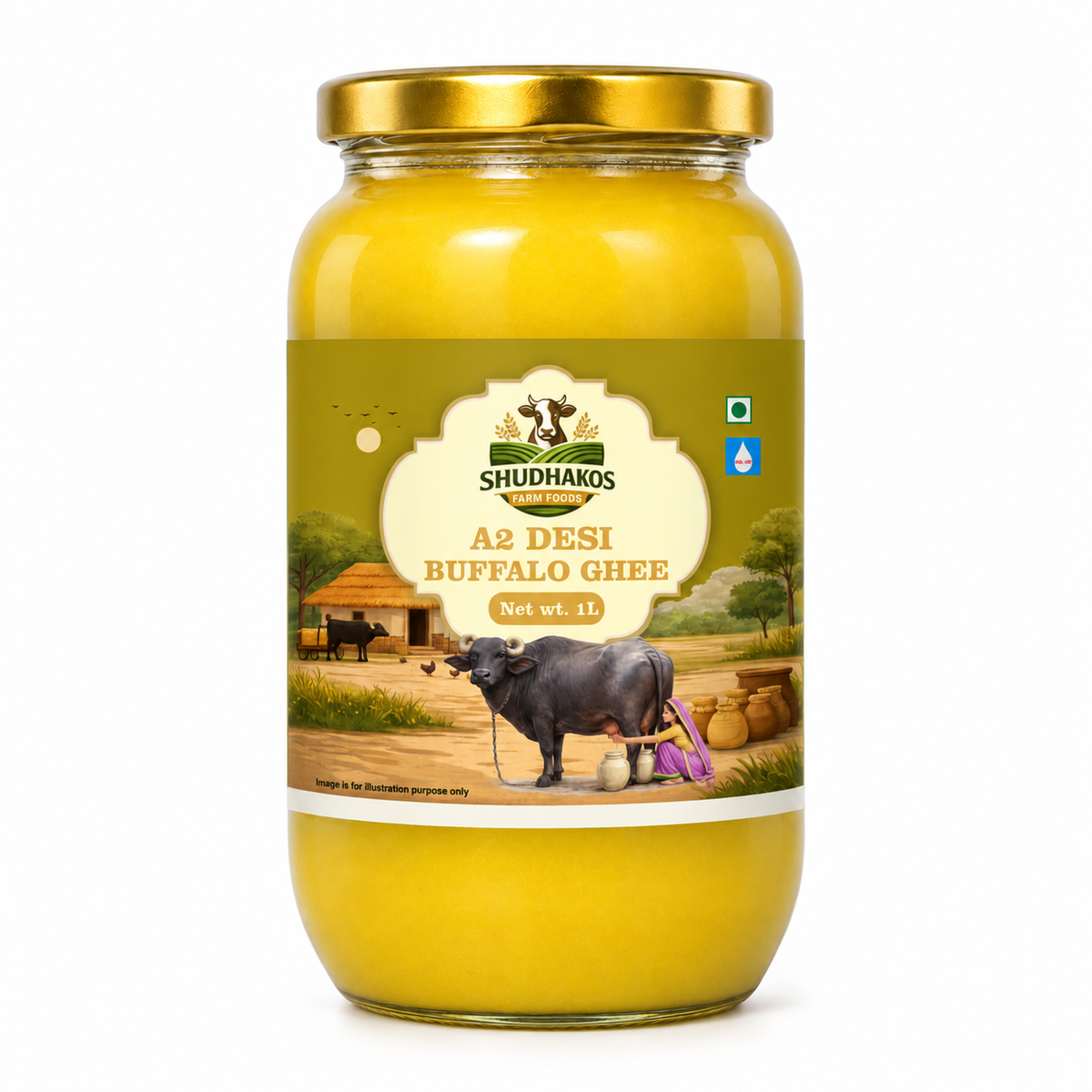 SHUDHAKOS A2 Desi Buffalo Ghee 1L